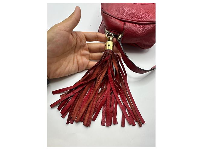 Borsa a tracolla Gucci Soho Disco in pelle rossa Rosso - vista 3