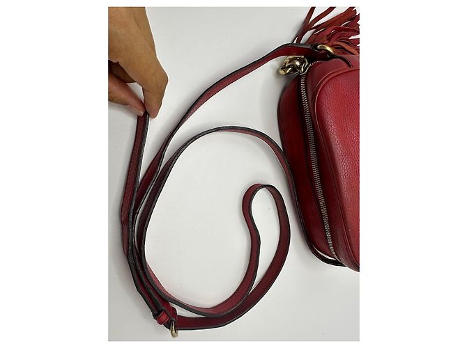 Borsa a tracolla Gucci Soho Disco in pelle rossa Rosso - vista 4
