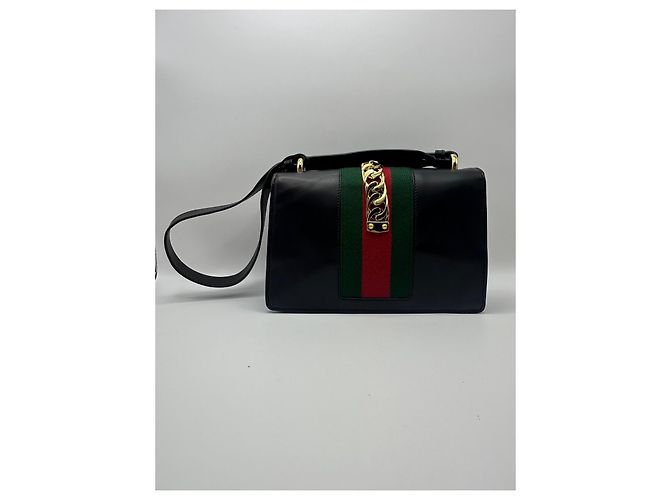 Borsa a tracolla Gucci Sylvie in pelle Nero - vista 2