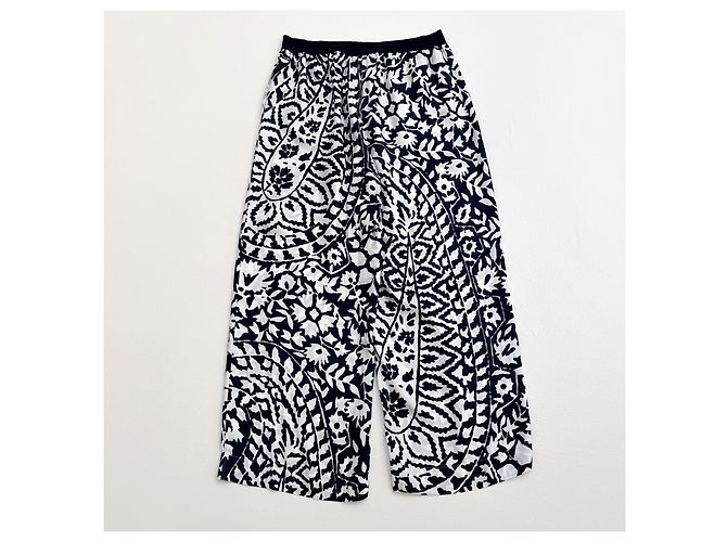 Eres Pantalones wide-leg de seda blanco y negro - vista 2
