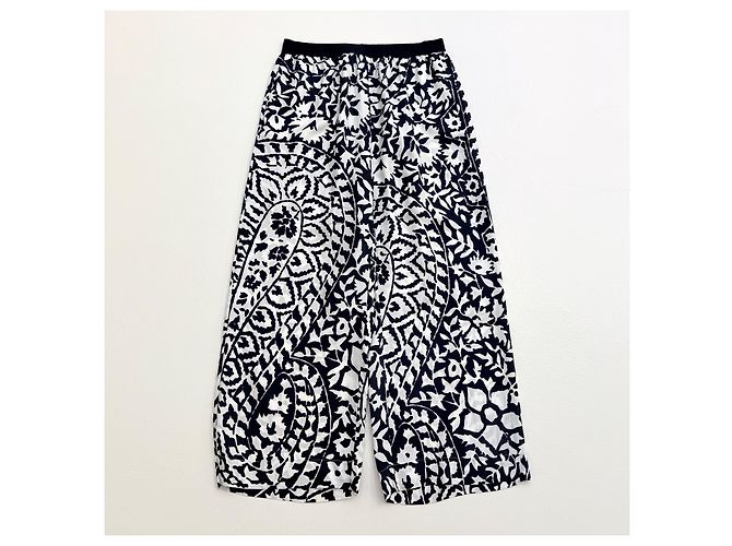 Eres Pantalones wide-leg de seda blanco y negro - vista 4