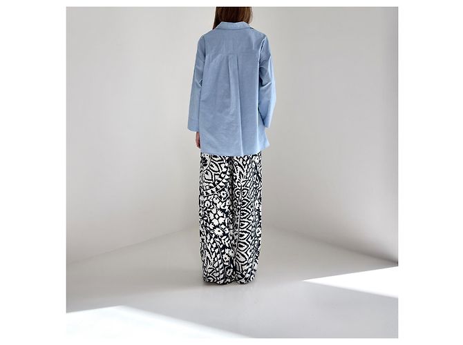 Eres Pantalones wide-leg de seda blanco y negro - vista 7