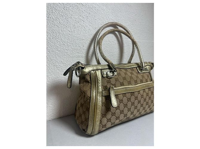 Borsa Gucci Bella in tela monogramma beige e oro D'oro - vista 2