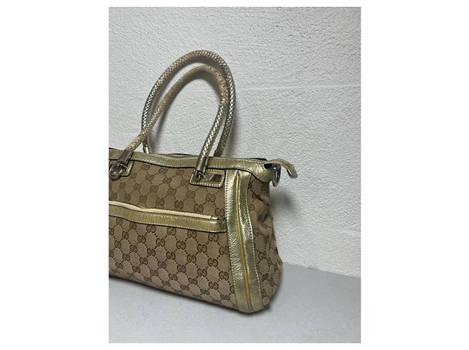 Borsa Gucci Bella in tela monogramma beige e oro D'oro - vista 3