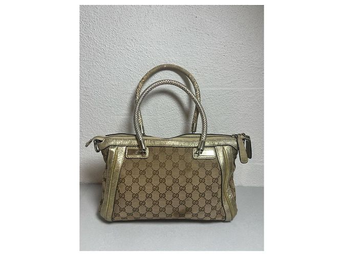 Borsa Gucci Bella in tela monogramma beige e oro D'oro - vista 4