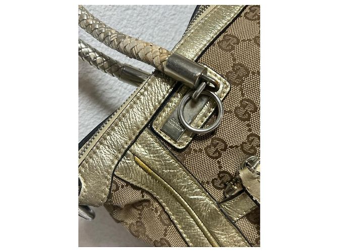 Borsa Gucci Bella in tela monogramma beige e oro D'oro - vista 6