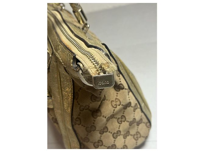 Borsa Gucci Bella in tela monogramma beige e oro D'oro - vista 7