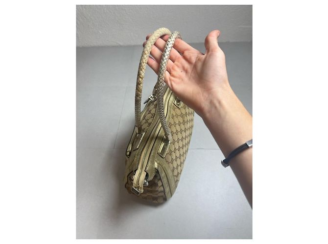 Borsa Gucci Bella in tela monogramma beige e oro D'oro - vista 8