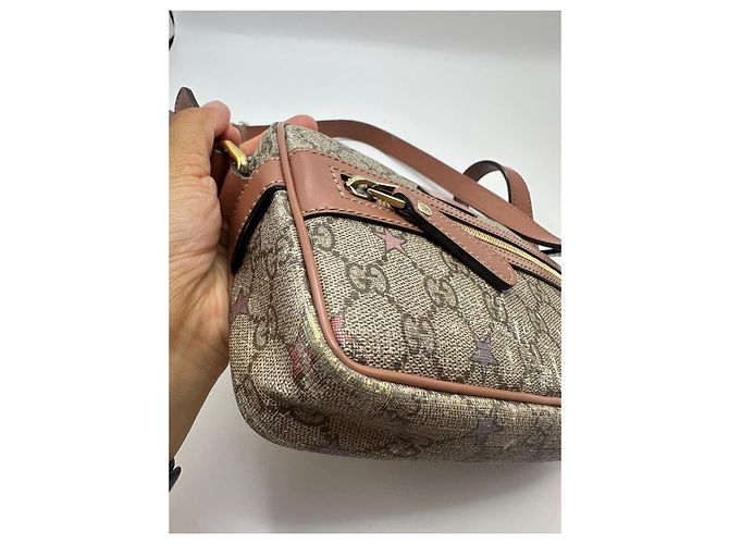 Borsa a tracolla Gucci GG Supreme Star Print Marrone Rosa - vista 9