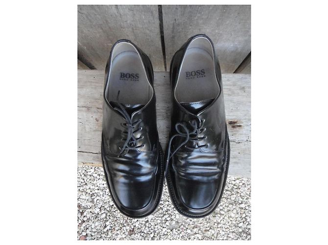 Hugo Boss Niagara Scarpe in Pelle Verniciata Nera Nero - vista 4