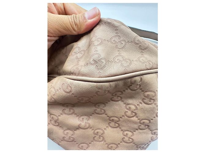 Gucci Guccissima Sukey Borsa Hobo in Pelle Beige - vista 11
