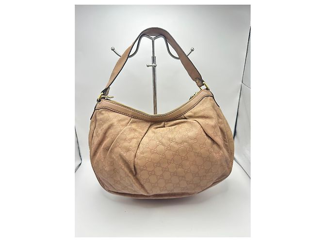 Gucci Guccissima Sukey Borsa Hobo in Pelle Beige - vista 2