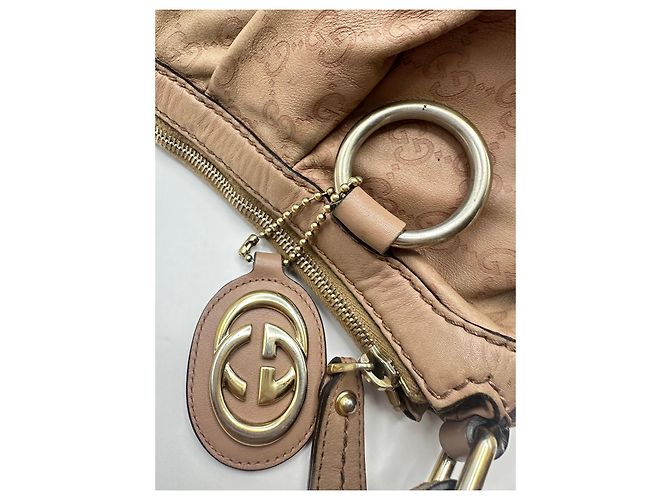 Gucci Guccissima Sukey Borsa Hobo in Pelle Beige - vista 3