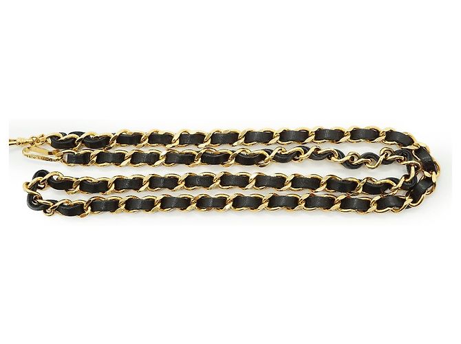 Timeless Chanel Vintage Gold Metal Black CC Medallion 1982 Kettengürtel Golden - Ansicht 3