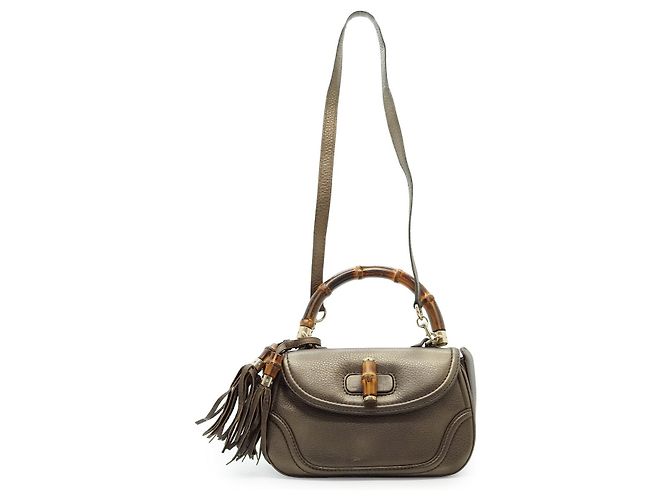 Bamboo Gucci Borsa 2way con manico superiore, pelle metallizzata bronzo e nuovo nappa in bambù Metallico - vista 2