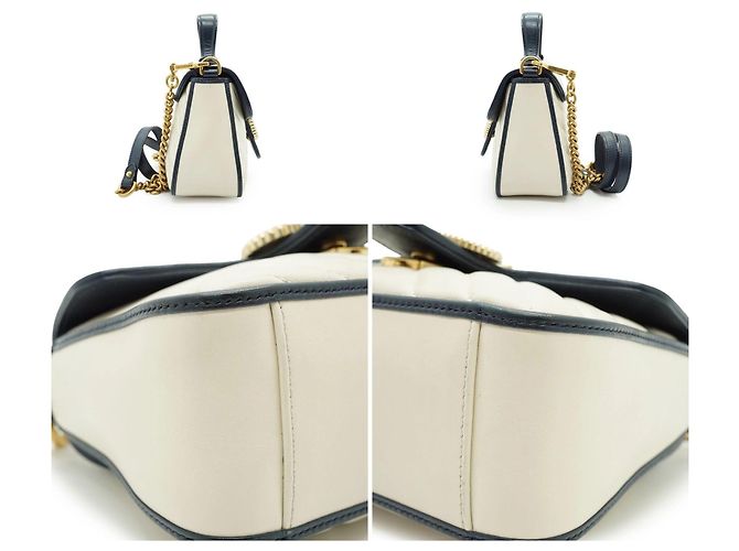 Gucci Mini borsa a mano Torchon in pelle GG Marmont White Blue Bianco - vista 3