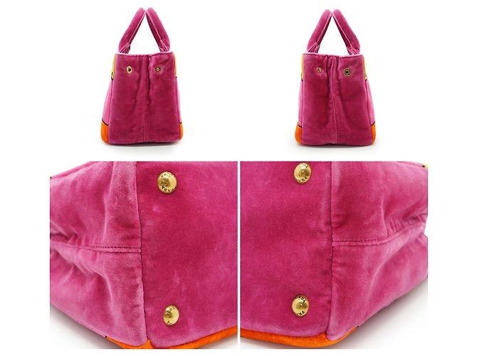 Prada Cahier Multicolour Fuchsia Samt-Shopper mit Schulterriemen Pink - Ansicht 3