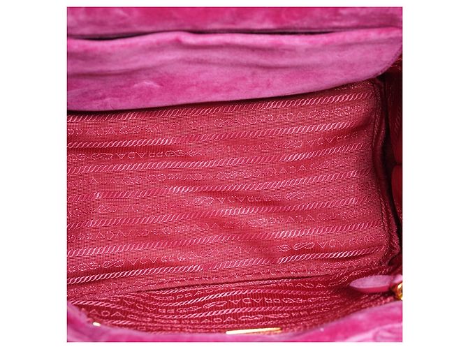 Prada Cahier Multicolour Fuchsia Samt-Shopper mit Schulterriemen Pink - Ansicht 5