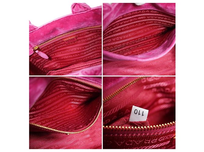 Prada Cahier Multicolour Fuchsia Samt-Shopper mit Schulterriemen Pink - Ansicht 6