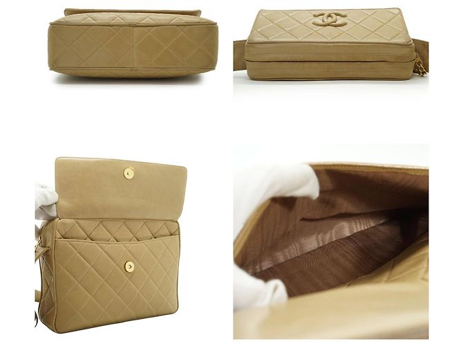Chanel Vintage Beige CC gesteppte Leder Camera Bag mit Quaste und Taschenklappe - Ansicht 5