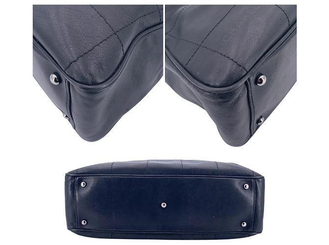 Timeless Chanel Borsa Boston in pelle nera con cuciture Chocolate Bar Nero - vista 4