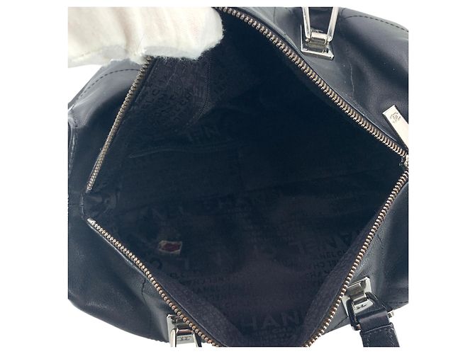Timeless Chanel Borsa Boston in pelle nera con cuciture Chocolate Bar Nero - vista 6