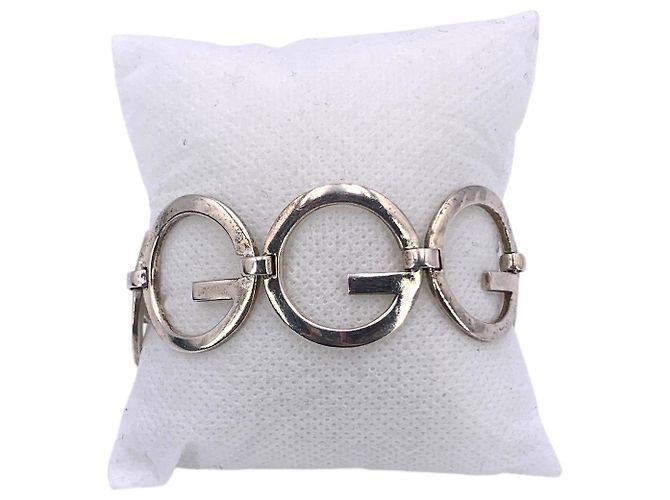 Gucci Bracciale a Maglie Vintage in Argento Sterling 925 G Logo - vista 2