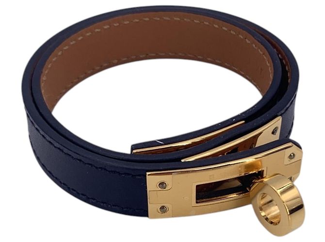 Hermès Bracciale Kelly Double Tour in pelle nera e hardware dorato Hermes Nero - vista 2