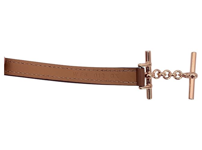 Hermès Bracciale Croisiere Double Tour in pelle marrone e hardware oro rosa Hermes - vista 2