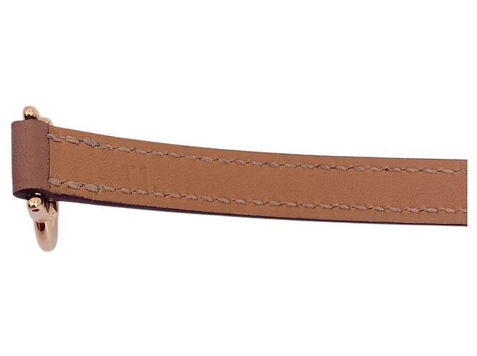 Hermès Bracciale Croisiere Double Tour in pelle marrone e hardware oro rosa Hermes - vista 3