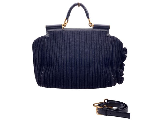 Dolce & Gabbana Borsa a tracolla e spalla Miss Sicily in maglia nera con applicazioni floreali Nero - vista 2