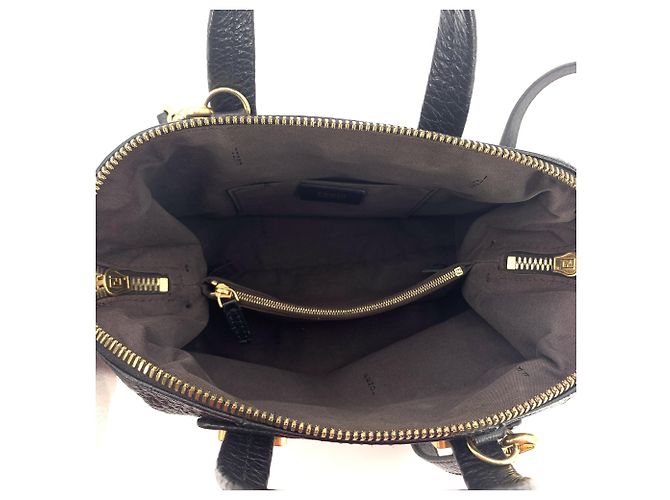 Fendi Borsa Chameleon in pelle martellata nera con tracolla Nero - vista 5