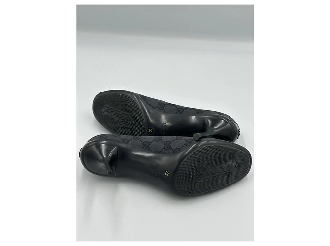 Décolleté Gucci GG Canvas Bamboo Tassel Nero - vista 10