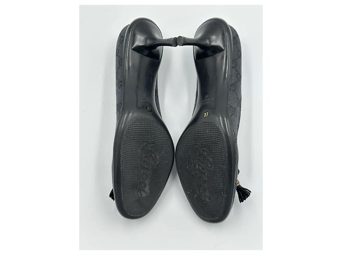 Décolleté Gucci GG Canvas Bamboo Tassel Nero - vista 11