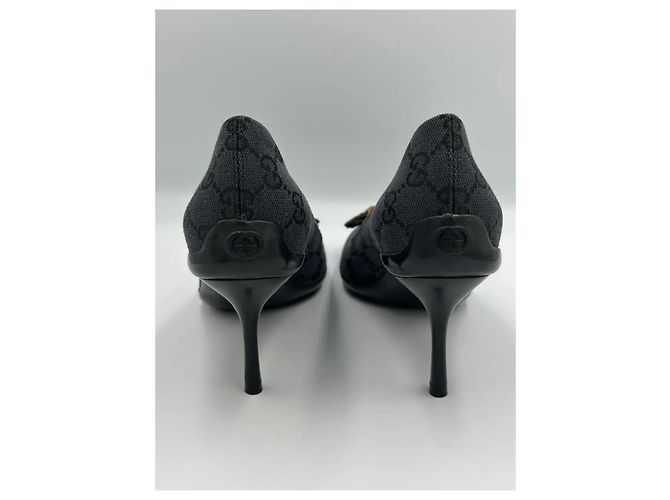 Décolleté Gucci GG Canvas Bamboo Tassel Nero - vista 6