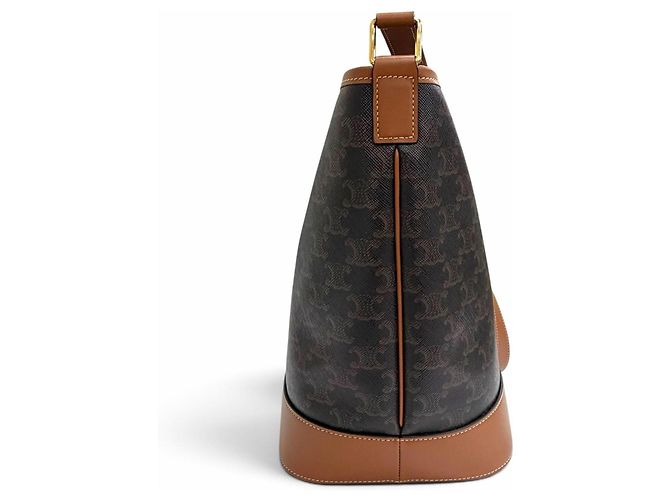 Céline Celine Medium Bucket Triomphe Canvas Calfskin Schultertasche Braun - Ansicht 5