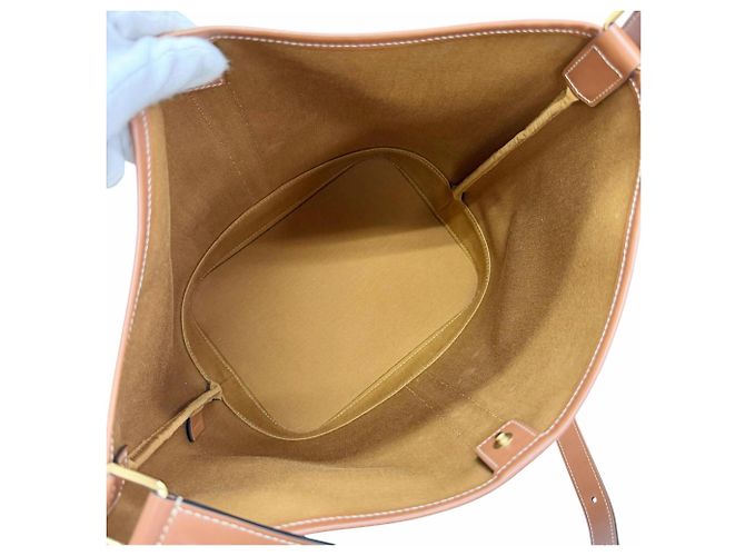 Céline Celine Medium Bucket Triomphe Canvas Calfskin Schultertasche Braun - Ansicht 7