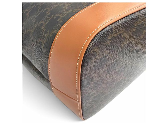Céline Celine Medium Bucket Triomphe Canvas Calfskin Schultertasche Braun - Ansicht 8
