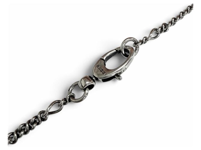 Collier pendentif GUCCI Lion Head en cristal noir Argenté - vue 6