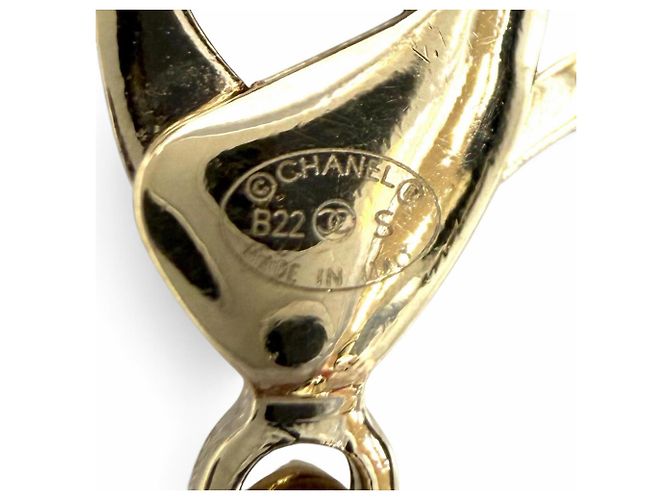 Chanel B22S Coco Mark Parfümflaschen-Locket-Anhänger Halskette Weiß Golden - Ansicht 10