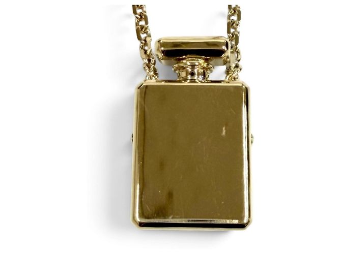 Chanel B22S Coco Mark Parfümflaschen-Locket-Anhänger Halskette Weiß Golden - Ansicht 4