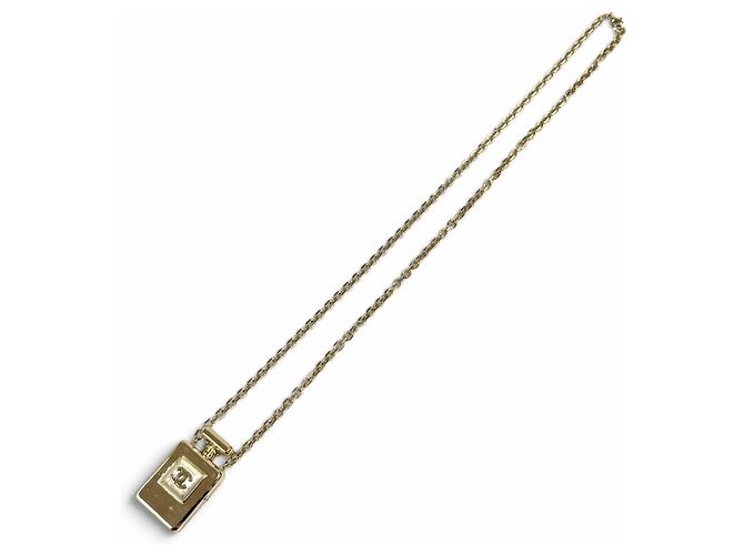 Chanel B22S Coco Mark Parfümflaschen-Locket-Anhänger Halskette Weiß Golden - Ansicht 5