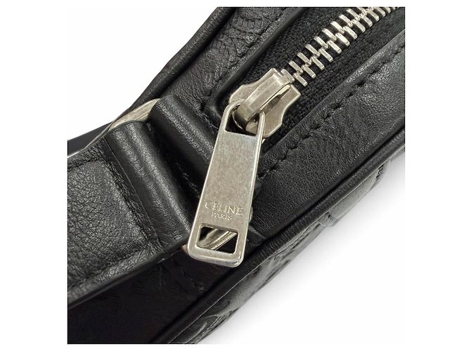 Céline Borsa a tracolla media Celine Leather Triomphe Messenger Nero - vista 10
