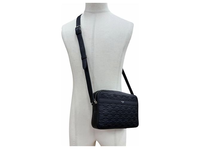 Céline Borsa a tracolla media Celine Leather Triomphe Messenger Nero - vista 3