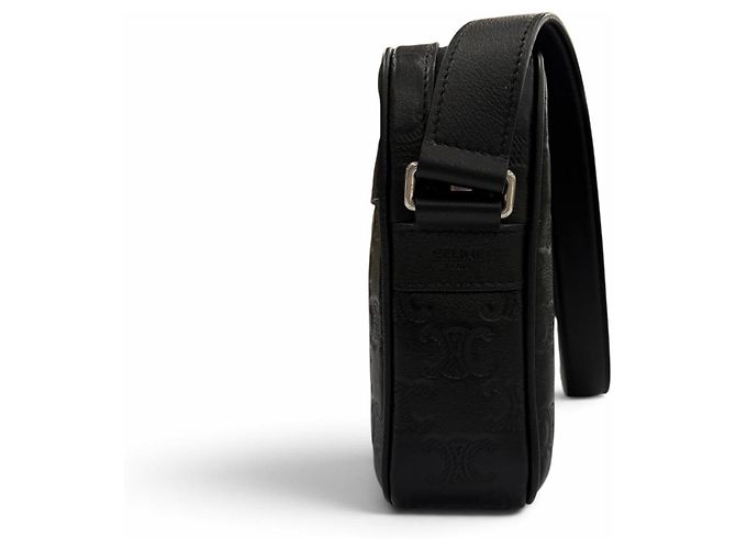 Céline Borsa a tracolla media Celine Leather Triomphe Messenger Nero - vista 5
