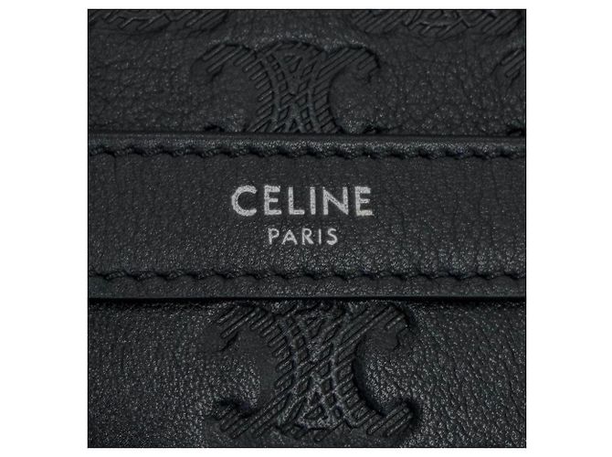 Céline Borsa a tracolla media Celine Leather Triomphe Messenger Nero - vista 9