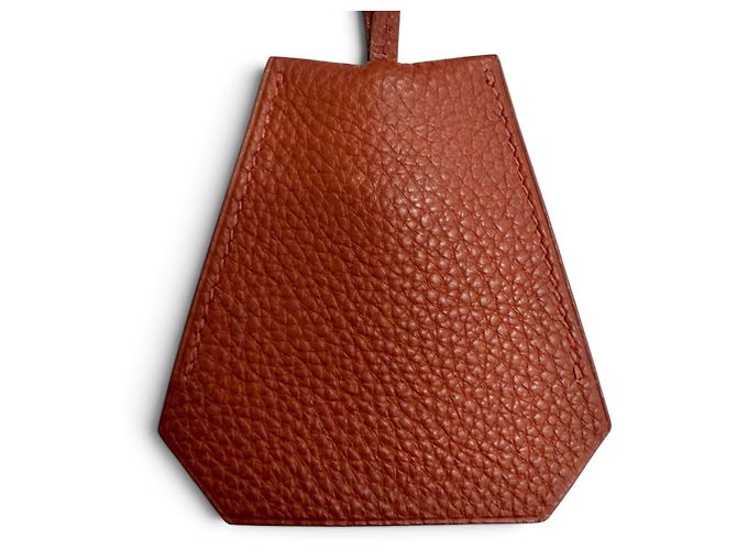 Hermès Collana Clochette Hermes Vintage in Togo Brick Marrone - vista 3