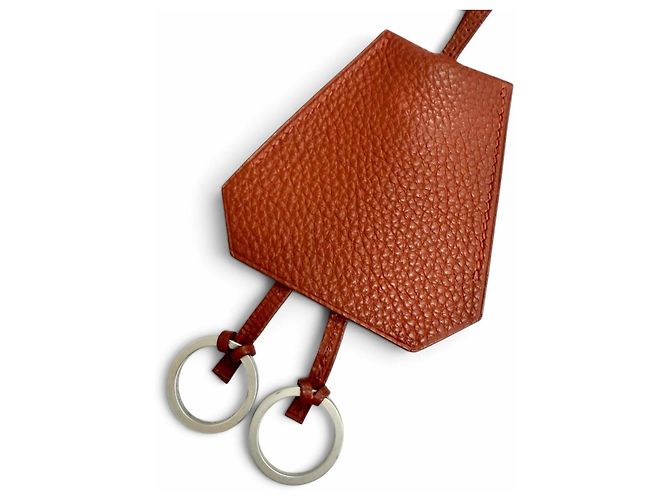 Hermès Collana Clochette Hermes Vintage in Togo Brick Marrone - vista 5