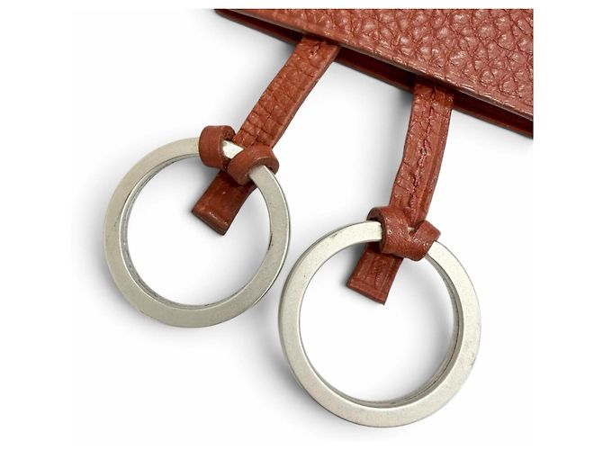 Hermès Collana Clochette Hermes Vintage in Togo Brick Marrone - vista 6