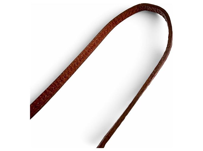 Hermès Collana Clochette Hermes Vintage in Togo Brick Marrone - vista 7